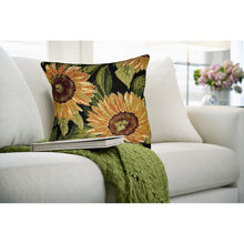 Load image into Gallery viewer, Liora Manne Marina Sunflowers Indoor Outdoor Decorative Pillow Black