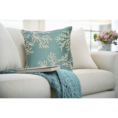 Liora Manne Marina Coral Edge Indoor Outdoor Decorative Pillow Aqua