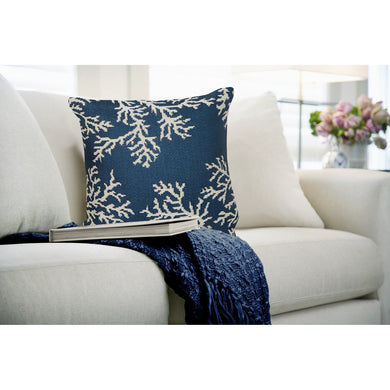 Liora Manne Marina Coral Edge Indoor Outdoor Decorative Pillow Navy