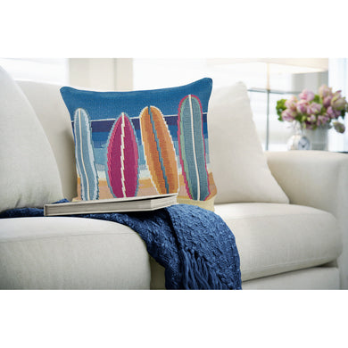 Liora Manne Marina Surf Break Indoor Outdoor Decorative Pillow Blue