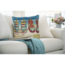 Load image into Gallery viewer, Liora Manne Marina Flip Flops Forever Indoor Outdoor Decorative Pillow Blue