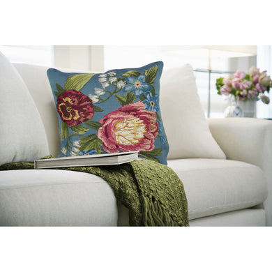 Liora Manne Marina Secret Garden Indoor Outdoor Decorative Pillow Aqua