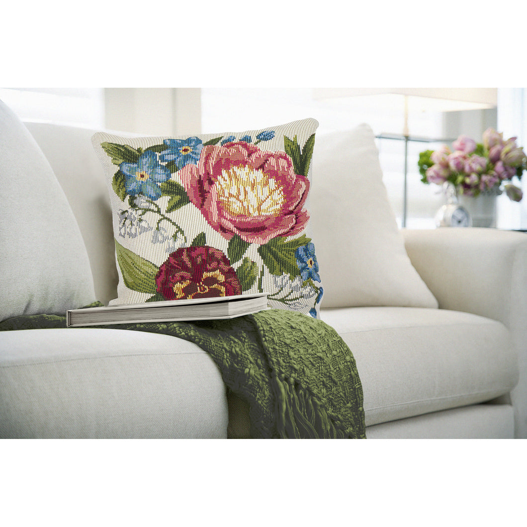 Liora Manne Marina Secret Garden Indoor Outdoor Decorative Pillow Cream