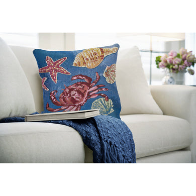 Liora Manne Marina Shell We Dance Indoor Outdoor Decorative Pillow Aqua