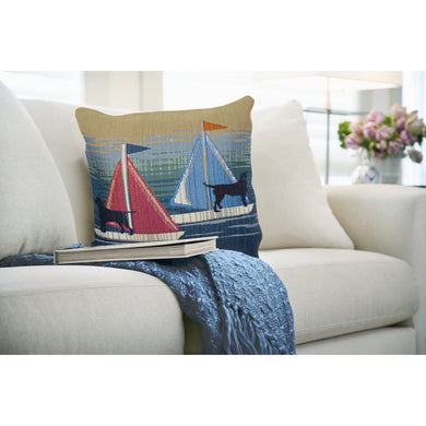 Liora Manne Marina See Spot Sail Indoor Outdoor Decorative Pillow Blue