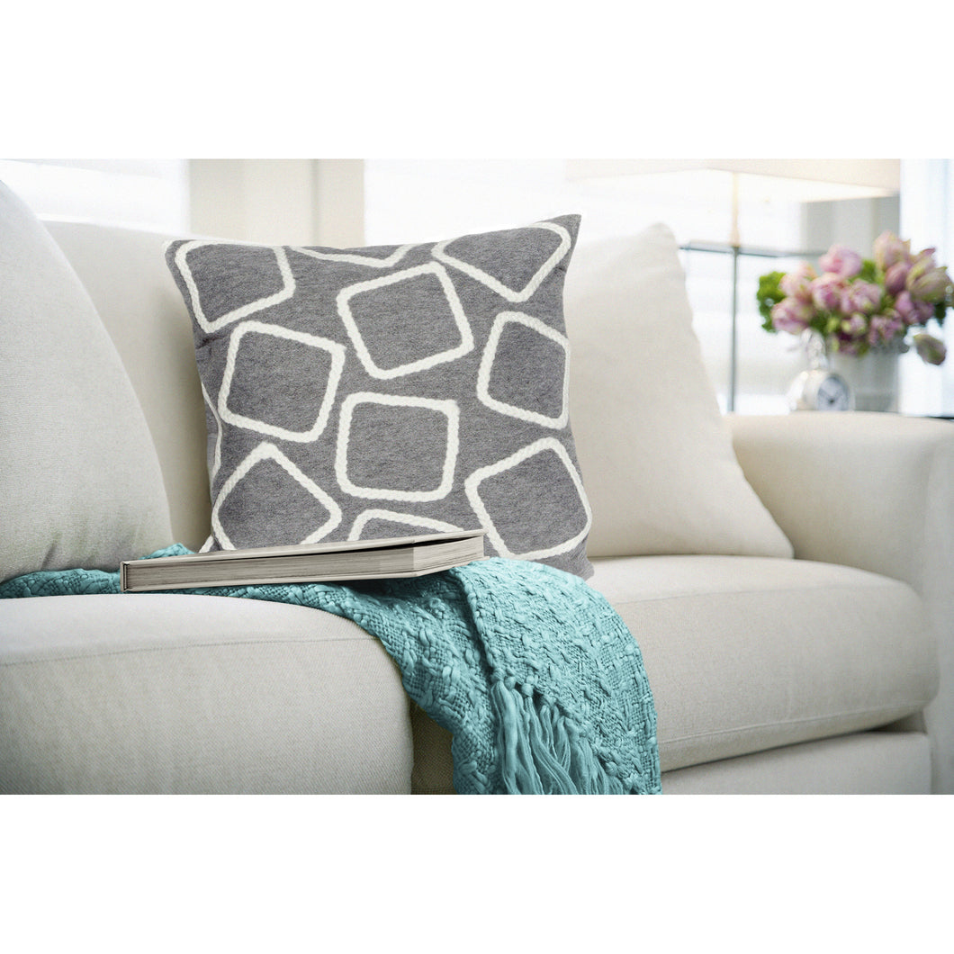 Liora Manne Visions I Squares Indoor Outdoor Decorative Pillow Silver