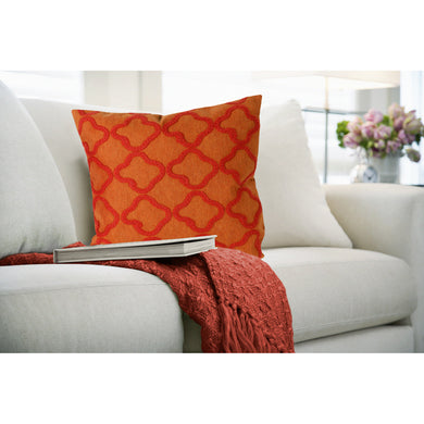 Liora Manne Visions I Crochet Tile Indoor Outdoor Decorative Pillow Orange