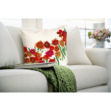 Liora Manne Visions III Poppies Indoor Outdoor Decorative Pillow Red