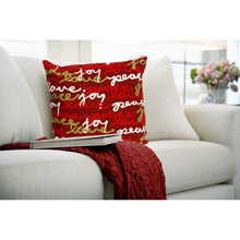 Load image into Gallery viewer, Liora Manne Visions III Peace Love Joy Indoor Outdoor Decorative Pillow Red