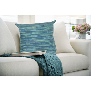 Liora Manne Visions III Broken Stripe Indoor Outdoor Decorative Pillow Aqua