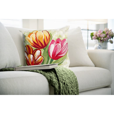 Liora Manne Visions IV Tulips Indoor Outdoor Decorative Pillow Warm