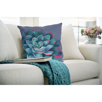 Liora Manne Visions IV Succulent Indoor Outdoor Decorative Pillow Lapis