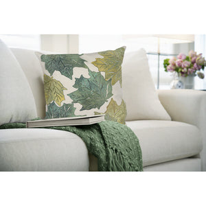 Liora Manne Visions IV Leaf Toss Indoor Outdoor Decorative Pillow Forest Cloud