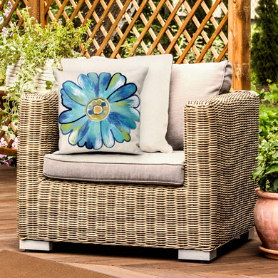 Liora Manne Visions III Daisy Indoor Outdoor Decorative Pillow Aqua