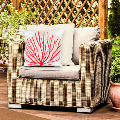 Liora Manne Visions III Coral Fan Indoor Outdoor Decorative Pillow Coral