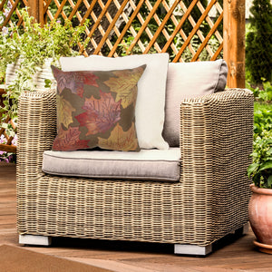 Liora Manne Visions IV Leaf Toss Indoor Outdoor Decorative Pillow Flame Caramel