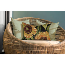 Load image into Gallery viewer, Liora Manne Marina Sunflowers Indoor Outdoor Decorative Pillow Black