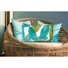 Load image into Gallery viewer, Liora Manne Visions I Mystic Leaf Indoor Outdoor Decorative Pillow Aqua