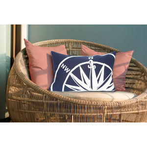 Liora Manne Visions II Compass Indoor Outdoor Decorative Pillow Marine