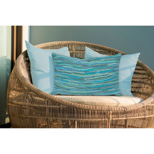 Liora Manne Visions III Broken Stripe Indoor Outdoor Decorative Pillow Aqua