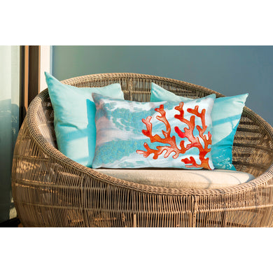 Liora Manne Visions III Coral Wave Indoor Outdoor Decorative Pillow Aqua