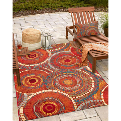 Liora Manne Marina Circles Indoor Outdoor Area Rug Saffron