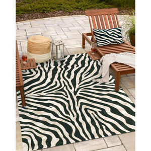 Liora Manne Visions I Zebra Indoor Outdoor Area Rug Black