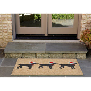 Liora Manne Frontporch 3 Dogs Christmas Indoor Outdoor Area Rug Neutral