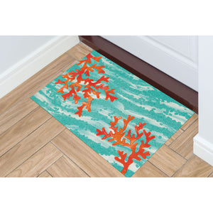 Liora Manne Illusions Coral Wave Indoor Outdoor Mat Aqua