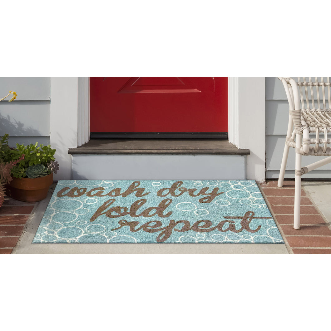 Liora Manne Frontporch Wash...and Repeat Indoor Outdoor Area Rug Aqua