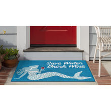 Load image into Gallery viewer, Liora Manne Frontporch Save Water Drink Wine Indoor Outdoor Area Rug Ocean