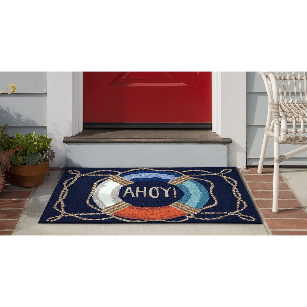 Liora Manne Frontporch Ahoy Indoor Outdoor Area Rug Navy