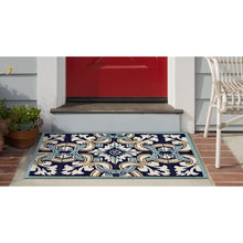 Load image into Gallery viewer, Liora Manne Ravella Floral Tile Indoor Outdoor Area Rug Navy