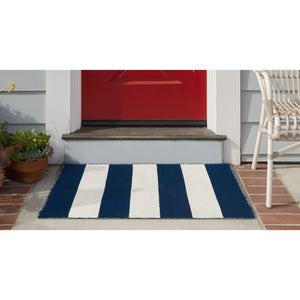 Liora Manne Sorrento Rugby Stripe Indoor Outdoor Area Rug Navy