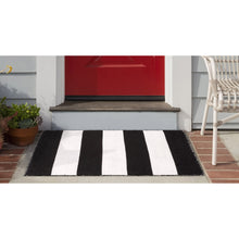 Load image into Gallery viewer, Liora Manne Sorrento Rugby Stripe Indoor Outdoor Area Rug Black