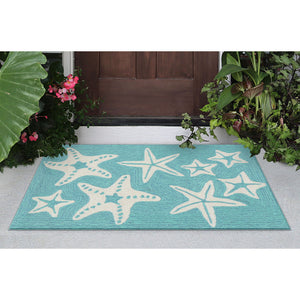 Liora Manne Capri Starfish Indoor Outdoor Area Rug Aqua