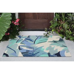 Liora Manne Capri Palm Leaf Indoor Outdoor Area Rug Blue