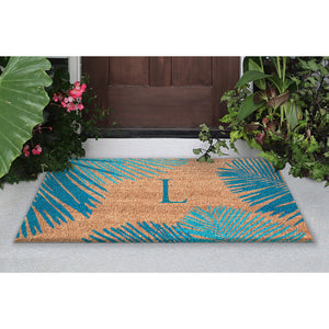 Liora Manne Dwell Palm Border Outdoor Mat Blue L