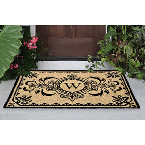 Liora Manne Dwell Vine Outdoor Monogrammed Doormat with Black Letters