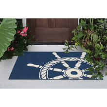 Load image into Gallery viewer, Liora Manne Frontporch Ship Wheel Indoor Outdoor Area Rug Navy