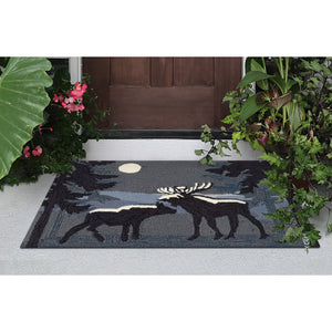 Liora Manne Frontporch Moonlit Moose Indoor Outdoor Area Rug Night