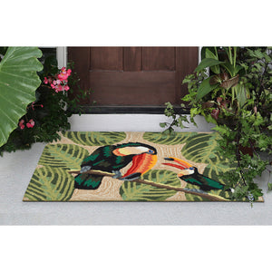 Liora Manne Frontporch Two Cute Toucans Indoor Outdoor Area Rug Neutral