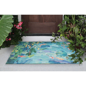 Liora Manne Illusions Peaceful Pond Indoor Outdoor Mat Seafoam