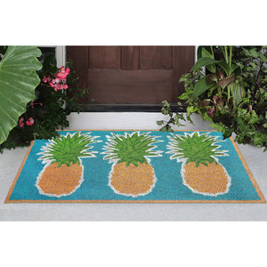 Liora Manne Natura Pineapples Outdoor Door Mat Aqua