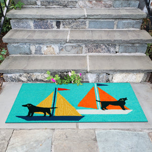 Liora Manne Frontporch Sailing Dog Indoor Outdoor Area Rug Blue