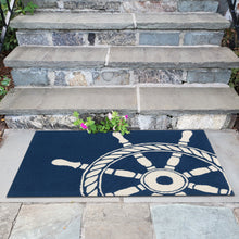 Load image into Gallery viewer, Liora Manne Frontporch Ship Wheel Indoor Outdoor Area Rug Navy