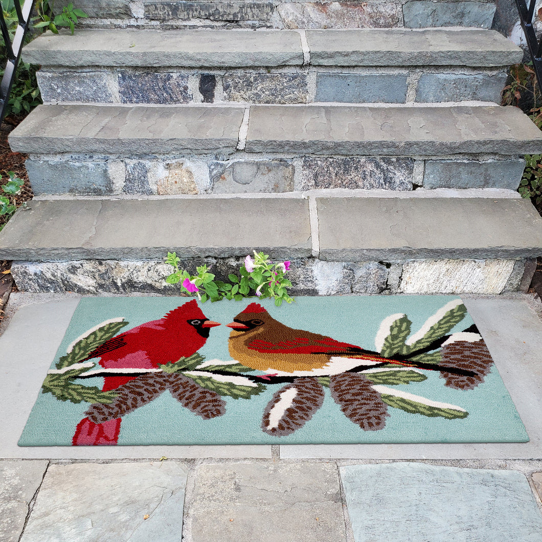 Liora Manne Frontporch Cardinals Indoor Outdoor Area Rug Sky