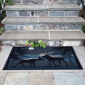 Liora Manne Frontporch Moonlit Moose Indoor Outdoor Area Rug Night