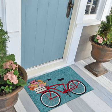 Liora Manne Frontporch Bike Ride Indoor Outdoor Area Rug Blue