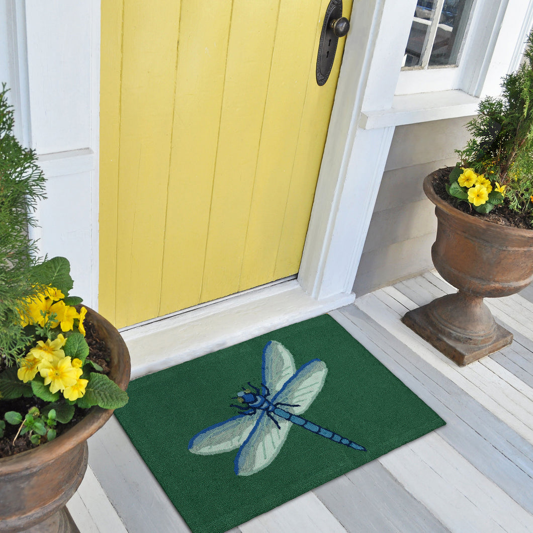 Liora Manne Frontporch Garden Dragonfly Indoor Outdoor Area Rug Green